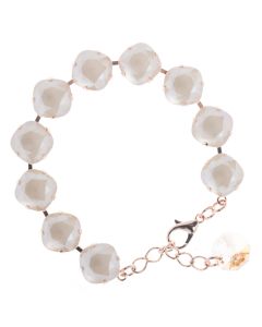 Lisa Marie Jewelry 12mm Square Swarovski Crystal Bracelet - Ivory Cream