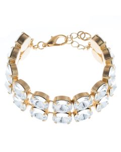 Lisa Marie Jewelry Double Row Rivoli Swarovski Crystal Bracelet - Clear