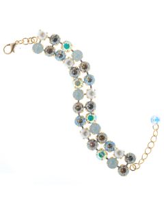 Lisa Marie Double Row Swarovski Crystal Tennis Bracelet - Pearl Combo