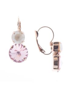 Lisa Marie Jewelry Two Stone Swarovski Crystal Earrings - Rose/Ivory