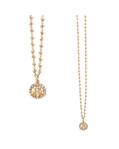 Catherine Popesco Gold Bee in Circle Crystal Pendant Necklace