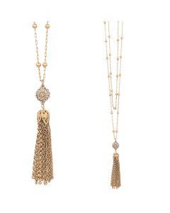 Catherine Popesco Tassel Crystal Pendant Necklace - 42"