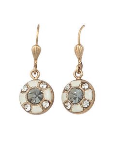 Catherine Popesco White French Enamel Crystal Drop Earrings