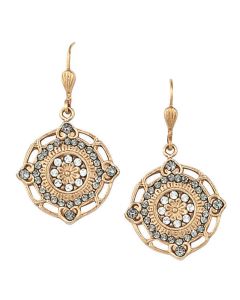 Catherine Popesco Pretty Gold Crystal Medallion Earrings
