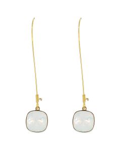 Catherine Popesco Long Hook Large Stone Crystal Earrings - Assorted Colors