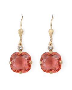 Catherine Popesco Large Stone Crystal Earrings - Coral and Gold