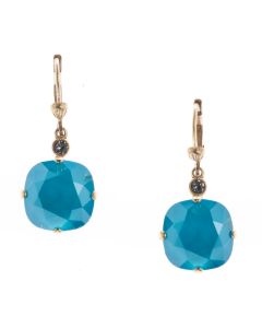 New Color! Catherine Popesco 12mm Large Stone Crystal Earrings - Azure Blue