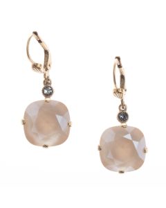 Catherine Popesco 12mm Large Stone Crystal Earrings - Ivory Cream