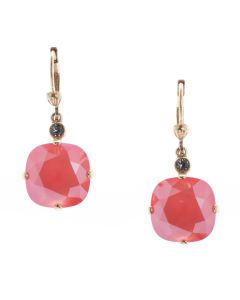 New Color! Catherine Popesco 12mm Large Stone Crystal Earrings - Light Coral