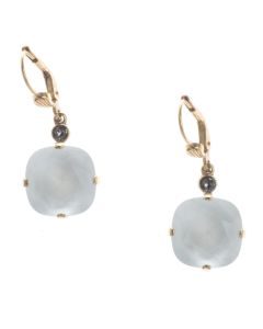 New Color! Catherine Popesco 12mm Large Stone Crystal Earrings - Powder Gray
