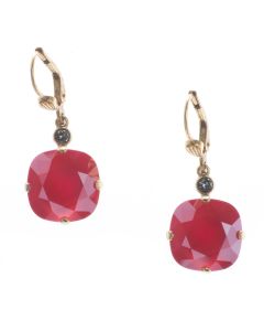 New Color! Catherine Popesco 12mm Large Stone Crystal Earrings - Royal Red