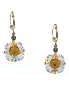 New Color! Catherine Popesco 12mm Large Stone Crystal Earrings - Light Topaz Shimmer