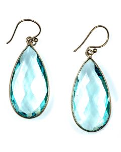 Large Sterling Silver Aqua Quartz Teardrop Earrings by Char Maassen