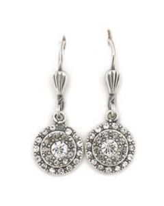 Catherine Popesco Small Paved Round Crystal Earrings - Silver