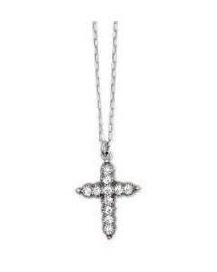 Catherine Popesco Clear Crystal Cross Necklace - Silver