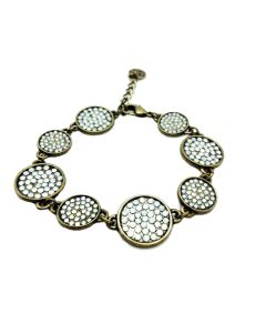 One Strand Round Antique Bronze Milky Opal Crystals Bracelet by Sweet Lola
