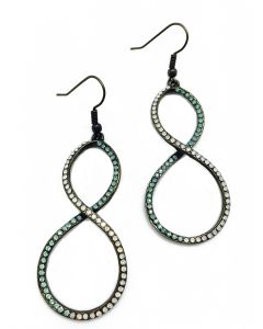 Infinity Shape Pacific Opal and Milky Opal Crystal Earrings by Sweet Lola