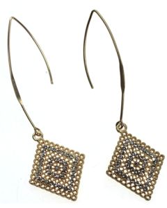 Mat Gold Long Drop Diamond Shape Crystal Earrings by Sweet Lola