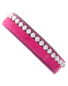 Sweet Lola Bracelet - Hot Pink Cowhide with Pink Stones
