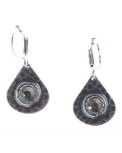 Top Shelf Jewelry Hammered Brass Silver Plated Teardrop and Shade Crystal Earrings