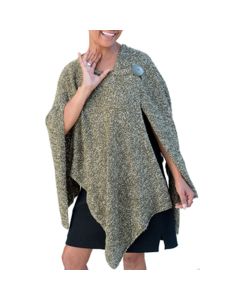 Van Klee Warm Boucle Knit Ruana Button Ponchos - Assorted Colors