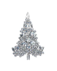 White Silver o Gold Chunky Crystals Christmas Tree Pin Brooch