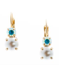 YPMCO 8mm White Pearl Earrings with AB Top Stone