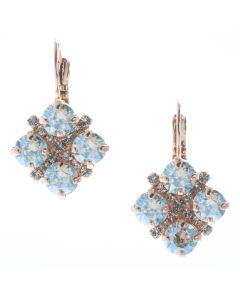 YPMCO Diamond Shape Rose Gold & Moonlight Crystal Earrings with Rhinestones