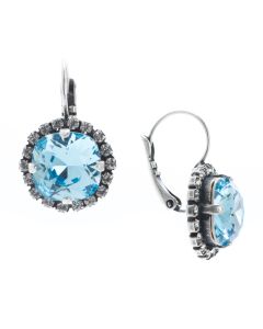 YPMCO Fancy 12mm Aquamarine Swarovski Crystal Earrings
