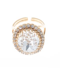 YPMCO Oval Crown Setting Swarovski Crystal Ring