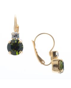 YPMCO Petite 8mm Olivine Green Crystal Earrings with Top Stone
