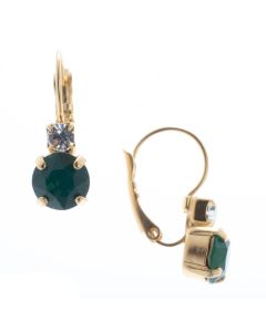 YPMCO Petite 8mm Palace Green Opal Crystal Earrings with Top Stone