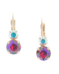 YPMCO Petite 8mm Red Siam AB Crystal Earrings with Top Stone