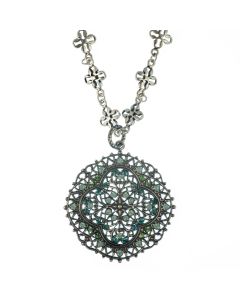 Catherine Popesco Crystal and Silver Filigree Necklace