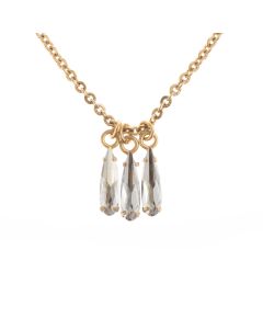 Catherine Popesco Dainty Triple Raindrop Crystal Necklace - Shade & Gold