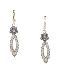 Catherine Popesco Gold & White Opal Flower & Loop Crystal Earrings