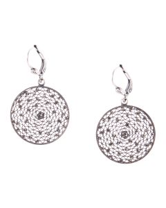 Catherine Popesco Medium Round Filigree Mesh Crystal Earrings