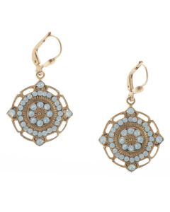 Catherine Popesco Pretty Gold Crystal Medallion Earrings - White Opal