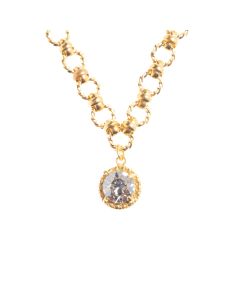 Catherine Popesco Round Chain Gold Crystal Pendant Necklace LV-1272G-SH
