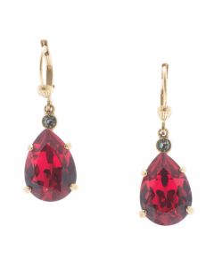Catherine Popesco Scarlet Red Teardrop Crystal Earrings