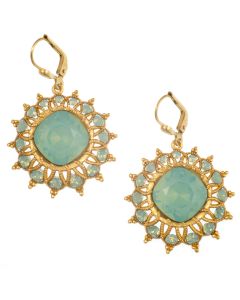 Catherine Popesco Starburst Crystal Earrings in Pacific Opal and Gold