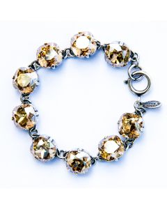 Catherine Popesco Large Stone Crystal Bracelet - Champagne and Silver