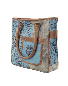 KB OHLAY KB408 TOTE Upcycled Canvas Genuine Leather Women Bag Western...