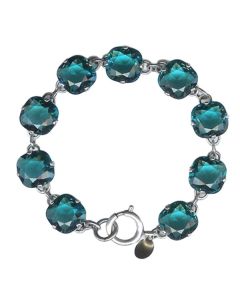 Catherine Popesco Large Stone Crystal Bracelet - Teal and Silver