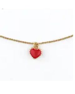 Catherine Popesco Tiny Red Enamel Heart Pendant Necklace - Assorted Colors