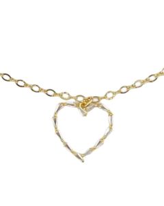 Catherine Popesco Crystal Baguette Open Heart Pendant Necklace