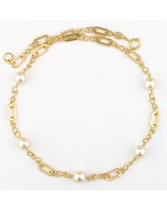 Catherine Popesco Gold Oval Link and Pearl Necklace