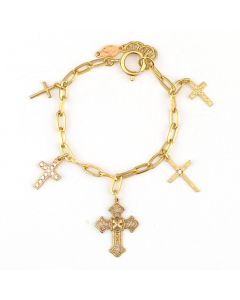 Catherine Popesco Gold Cross Charm Bracelet
