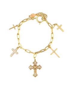 Catherine Popesco Gold Cross Charm Bracelet