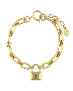 Catherine Popesco Gold Lock and Chain Bracelet